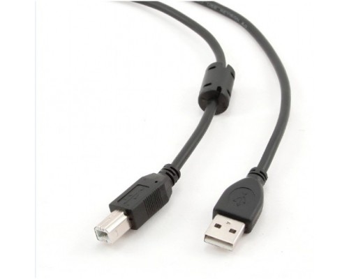 Bion Кабель интерфейсный USB 2.0 AM/BM, позолоченные контакты, ферритовые кольца, 1.8м, черный BXP-CCF-USB2-AMBM-018