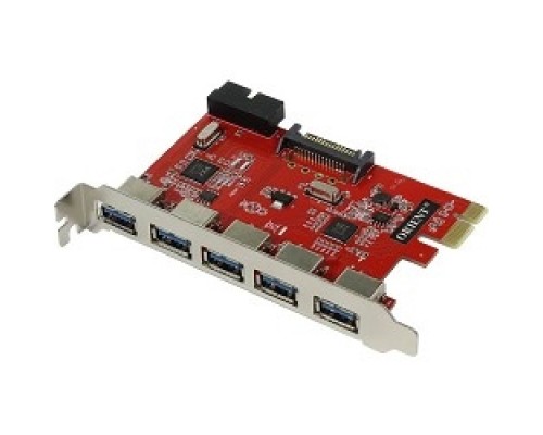 ORIENT VA-3U5219PE OEM PCI-Ex, USB 3.0 (USB 3.1 Gen1) 5ext/2int (19-pin) port, VIA VL805+VL813 chipset, разъем доп.питания, oem