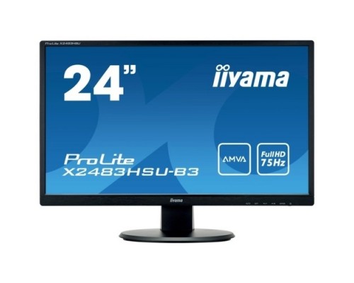 IIYAMA 24 X2483HSU-B3 черный AMVA LED 1920x1080 75hz 4ms 16:9 250cd 178гр/178гр D-Sub HDMI DisplayPort